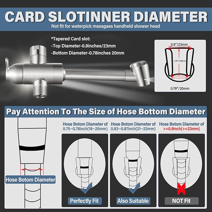All Metal Shower Diverter Valve with Handshower Holder, YDmeet Upgraded 3 Way Shower Head Diverter for Handheld and Fixed Rain Showerhead, Universal G1/2 shower Diverter Bathroom Part, Brushed Nickel