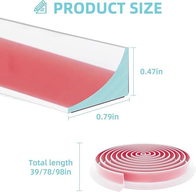Shower Threshold Water Dam,Walk in Shower Water Guard, Shower Dam Water Barrier Bathroom Sink Splash for Dry And Wet Separation Caulk Seal Strip Edge Trim (39Inch, Transparent)