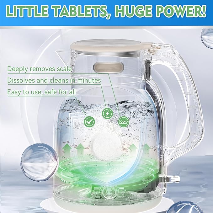 Kettle Descaler Tablet, 36 Pack Kettle Cleaner Removes Hard Water Buildup, Efficient Water Bottle Cleaning Tablets, Limescale Remover Tablet For Kettles, Coffee Machines, Shower Heads