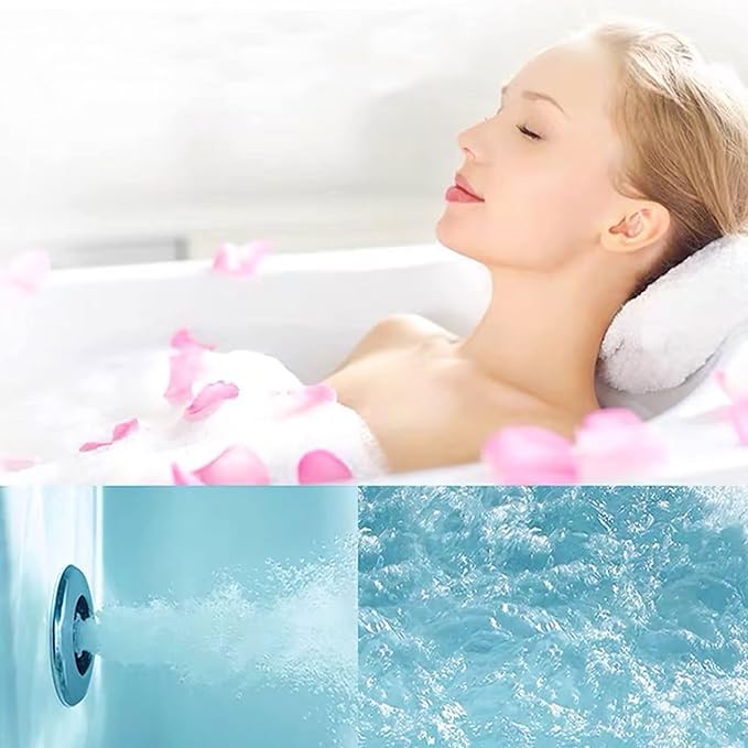 Empava 67 inch Whirlpool Bathtub, Acrylic Freestanding Tub Hydromassage Gracefully Rectangle Shaped Whirlpool 8 Water Jets Soaking SPA, Double-Ended Massage Bathtub with Black Pillows, White