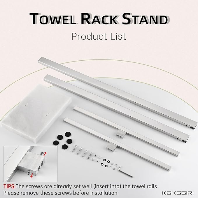 KOKOSIRI Bathroom Towel Rack 2-Tier Standing Towel Bars with Marble Base, Stainless Steel Freestanding Towels Holder, Thicken Steady Design, Polished Chrome THS0003-CH