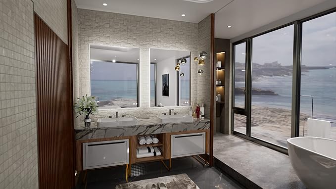TETOTE 24 x 32 Inch LED Backlit Bathroom Vanity Mirror,Anti-Fog,Dimmable,CRI90+,Touch Button,Water Proof,Horizontal/Vertical Wall Mounted with Light