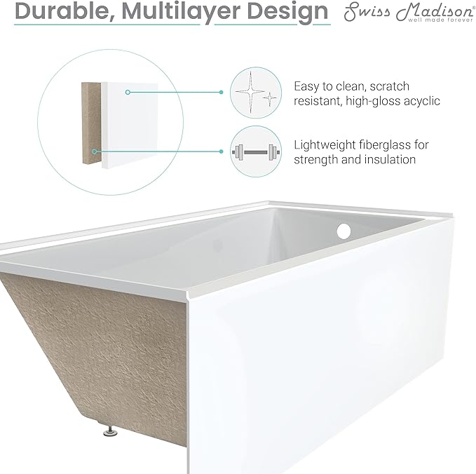 Voltaire 60" X 30" Right-Hand Drain Alcove Bathtub with Apron