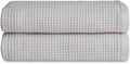 Cozy Earth Waffle Hand Towels - 60% Cotton 40% Viscose from Bamboo Hand Towels 20 x 30 Inches - Soft & Absorbent Terry, Reversible Mini Textured Waffle & Weave Pattern - 2 Pack