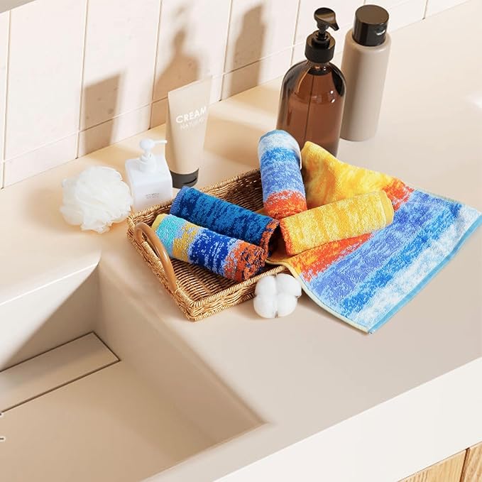 SEMAXE 100% Cotton Washcloths 12-Pack, 13 × 13 Inch Soft Luxury Face Towels – Super Absorbent & Quick-Dry, Premium Cloth with Hanging Loop, Oeko-TEX Certified, Gift-Ready Box