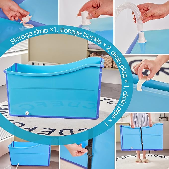 Large Foldable Bathtub for Toddler Collapsible Baby Bathtub Portable Bath tub Lightweight for Children Twins Petite Adult