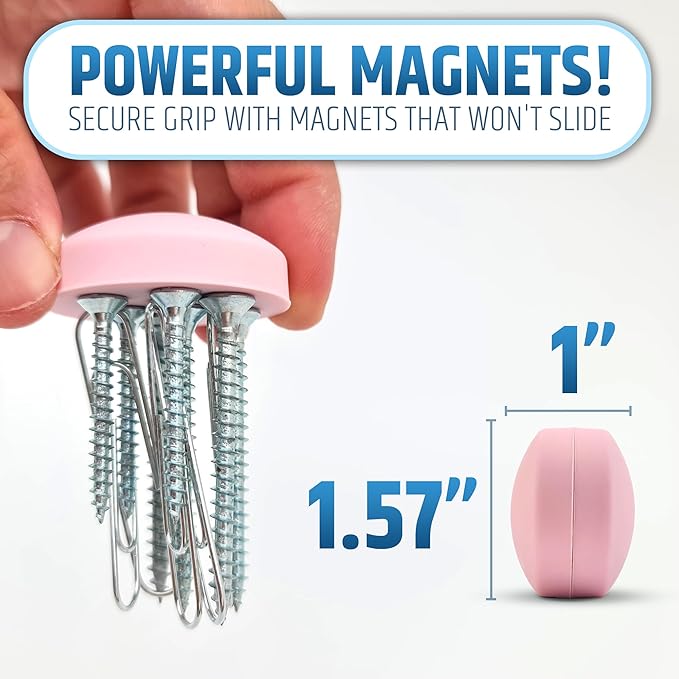 Powerful Anti-Billowing Magnetic Shower Curtain Weights for Splash-Free Bath Experience - 360° Silicone Wrapped - Will Never Rust - Heavy Magnets Prevent Curtain Liners from Blowing | 4 Pairs | Pink