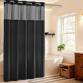 River Dream Heavyweight No Hooks Required Dotted Waffle Weave Shower Curtain with Snap in Liner -Extra Long 71W x 86H,Hotel Grade,Spa Like Bath Curtain,Black