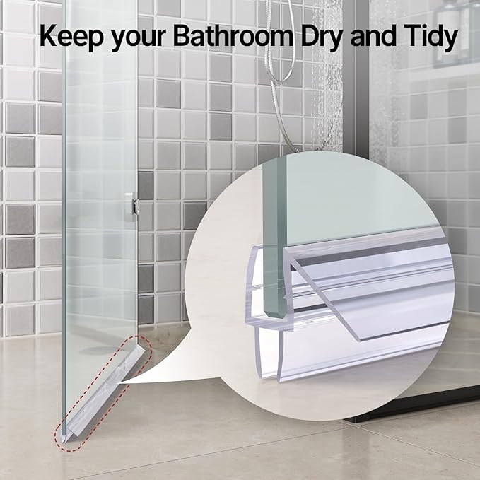 AmazerBath 3PCS Shower Door Bottom Seal for 1/4 Inch Glass - (15.75 Inches * 3), 3 Section Segmented Shower Installation Kit Frameless Glass Door Seal Strip