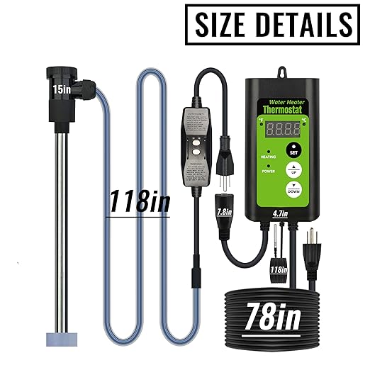 1300W Titanium Fully Submersible, Portable Pool & Hot Tub Electric immersion Water Heater with GFCI & Temp Control for Bathtubs, baptism pool, spa tub, above ground pool & inflatable pool