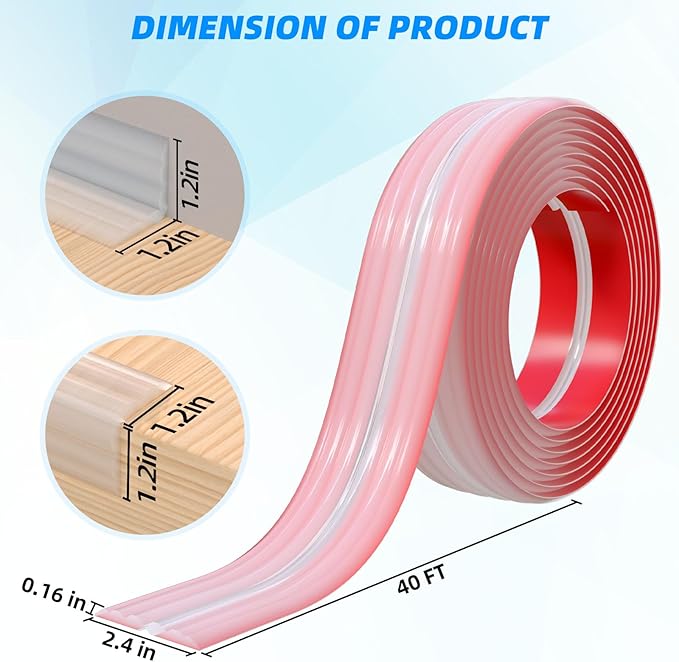 40FT Flexible Wall Corner Protector Moulding Trim, Peel and Stick Inside & Outside Wall Corner Guards Edge Protector,Self Adhesive Molding Trim Strip for Edge Ceiling