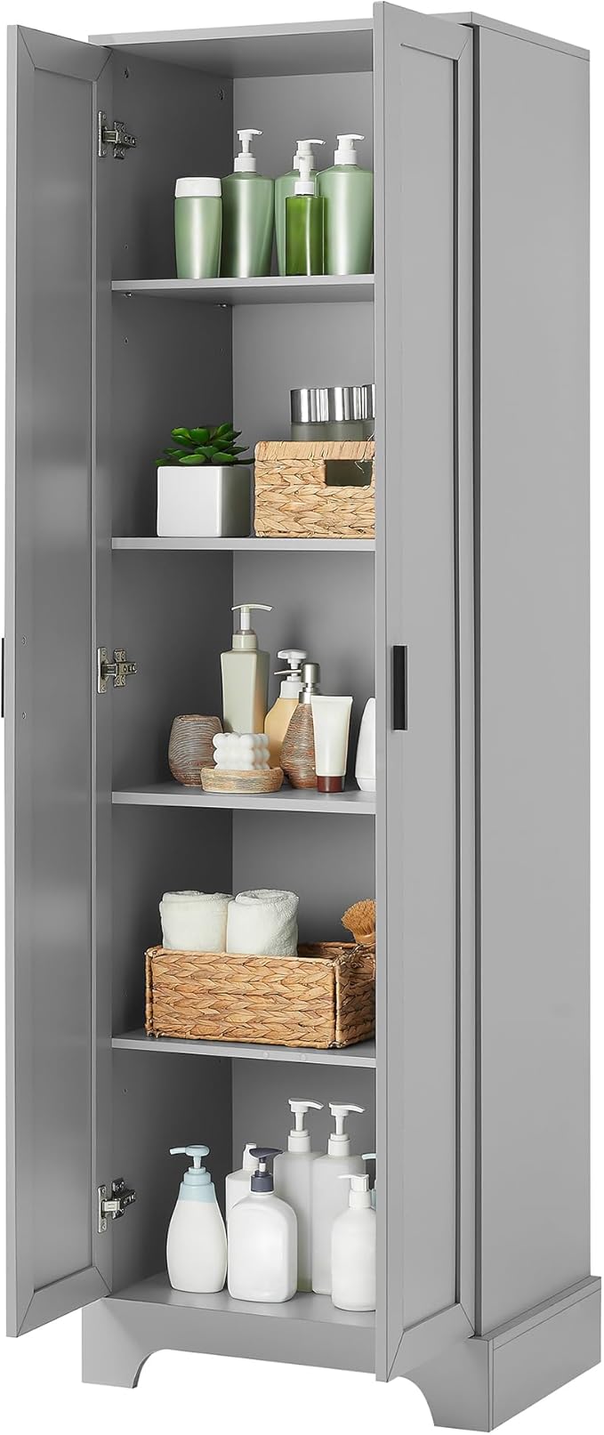Favfurish 70" Tall Bathroom Storage Cabinet with Doors,Modern Linen Cabinets w/Adjustable Shelves & Anti-Tipping Device,Easy Assembly,Freestanding Organizer for Dining Room,Kitchen,Office,Grey