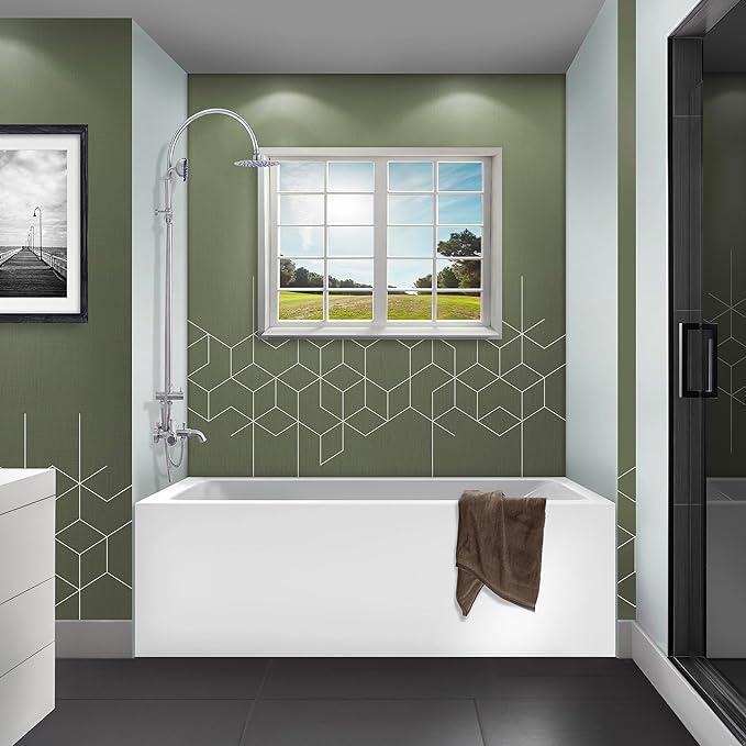 Fine Fixtures Acrylic, Fiberglass Alcove Soaking Bathtub with Integral Apron Front in Glossy White - Left Hand Drain, 72" x 32"