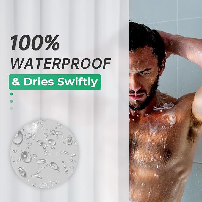 AmazerBath Plastic Shower Curtain 84 Inches Long, 72 x 84 Frosted Weighted Extra Long Shower Curtain, PEVA Heavy Duty Tall Bathroom Curtains with 3 Big Clear Weighted Stones and 12 Grommet Holes
