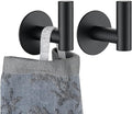 JQK Self Adhesive Towel Hook Black, No Drill Stick on Coat Robe Clothes Wall Hook for Bathroom Kitchen Garage 2 Pack, 304 Stainless Steel Matte Black, ATH110-PB-P2