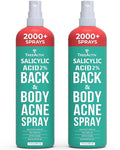 Salicylic Acid Back & Body Acne Spray, Back Acne Solution For Women And Men, Acne Body Spray with Tea Tree Oil, Fast-Drying Back Acne Spray, Fine Mist, Back Acne Spray, 4 fl oz, 2-pack