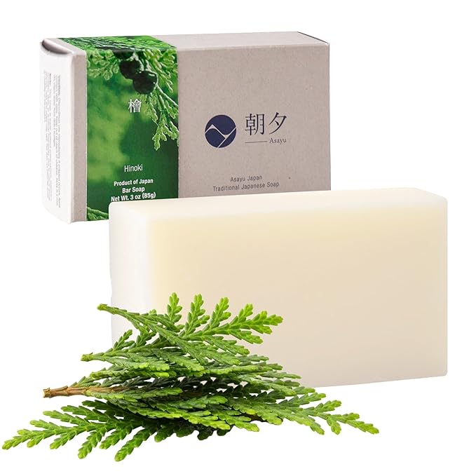 Asayu Japan Body Soap - 1 Bar, 85g, For Men and Women, Gentle on All Skin Types (Hinoki)