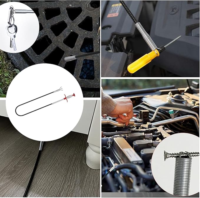 Drain Snake,116 inch Flexible Grabber Claw Pick Up Reacher Tool,Drain Clog Remover - Gutter Cleaning Tools for Home Sink, Bathroom Tub,Drain, Toilet, Tight Spaces