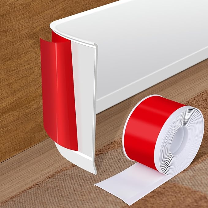 Vinyl Baseboard Molding Trim 4 Inch x 100 Feet Peel and Stick Baseboard Trim Flexible PVC Cove Base Moulding Self-Adhesive Trim for Garage Bathroom Cabinet Floor Walls, White