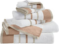 Decorative Bath Towel Set - Luxury Cotton 6 Piece Towel Set - 2 Bath Towels, 2 Hand Towels, 2 Washcloths - Luxurious, Ultra-Soft, Durable Towel for Bathroom Decor (Dusty Rose / Cappuccino)