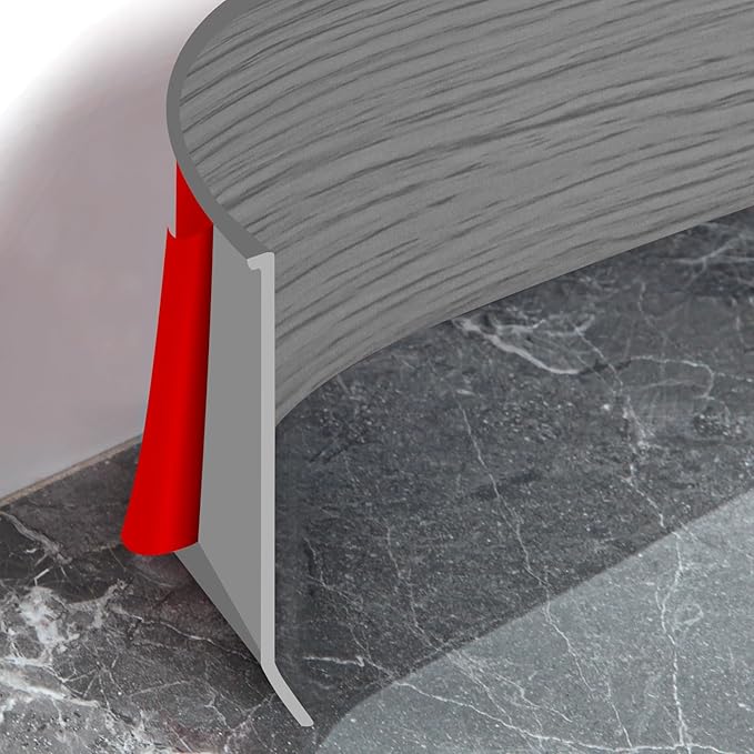 Flexible Baseboard Molding Trim 4 Inch Self-Adhesive Vinyl Wall Base Peel and Stick Cove Base Rubber Wall Baseboard Moulding Trim (20Ft, Light Gray Wood Grain)