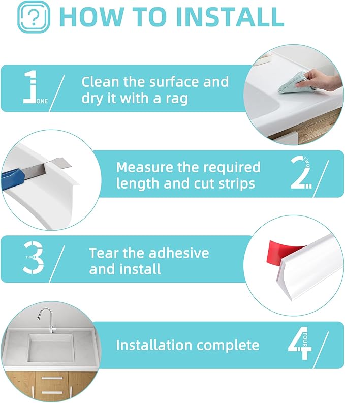 Shower Threshold Water Dam,Walk in Shower Water Guard, Shower Dam Water Barrier Bathroom Sink Splash for Dry And Wet Separation Caulk Seal Strip Edge Trim (39Inch, White)