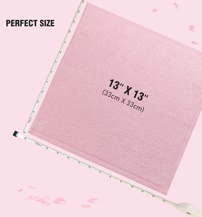 12 Pack Washcloths 13" x 13" - Soft Wash Cloths for Your Face Towel, Wash Cloths for Your Body (Pink)