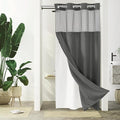 Gibelle Stall Small Shower Curtain 36x74, Waffle Weave Shower Curtain with Snap-in Fabric Liner Set, No Hooks Needed, Hotel Style with Mesh Top Window, Charcoal Grey