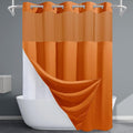 Burnt Orange No Hook Shower Curtain with Snap in Liner,230GSM Waffle Weave Shower Curtains for Bathroom,71W x 74H