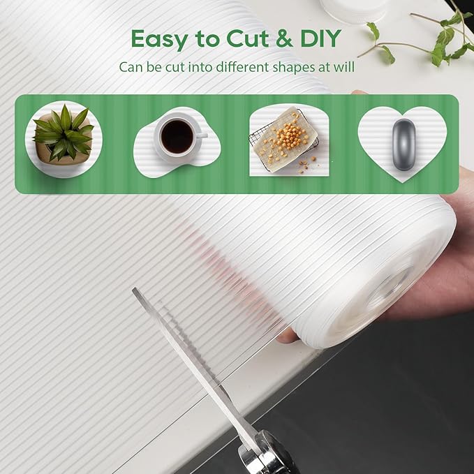 Anoak Shelf Liner Cabinet Liner, Non Adhesive Drawer Liner, Washable 17.5 Inch x 30 FT(360 Inch) Waterproof Durable Non-Slip Shelf Liner for Kitchen, Drawer, Refrigerator Stripe Clear