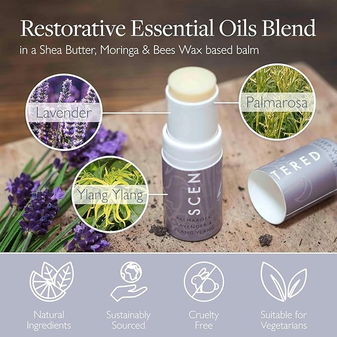 Scentered Aromatherapy Balm Stick - Sleep Well Lavender Essential Oil Roll On to Help Sleep - Natural Sleep Aid with Palmarosa & Ylang Ylang - Self-Care Stocking Stuffers for Women