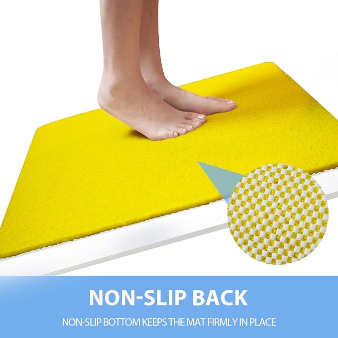 Non-Slip Bathtub Mat, Anti Slip Shower Mat, Fast Drying Bathtub Mats, Foot Scrubber Mat, Anti Slip Mat for Tub, Floor, Bathroom, Kitchen, Home, Hotel (Yellow 40"×28")
