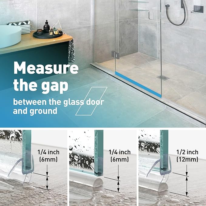 Shower Door Bottom Seal, 2 PCS 5/16" x 36" Shower Door Sweep for 5/16 Inch Glass, Frameless Glass Door Seal Strip,Stop Shower Leaks and Create a Water Barrier