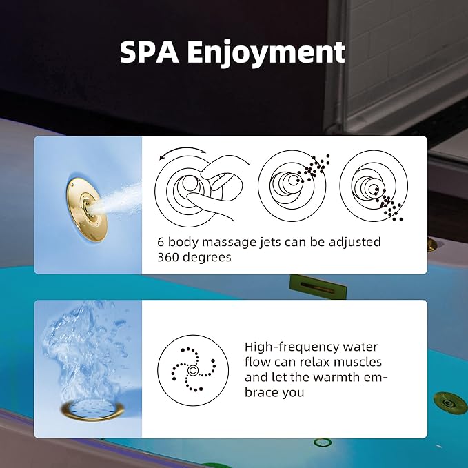 WOODBRIDGE 72" x 35-3/8" Whirlpool and Air Bath Heated Soaking Combination Tub with Adjustable Speed Air Blower and Display Control Panel, Brushed Gold Finish Trim and Drain Kit, BG400