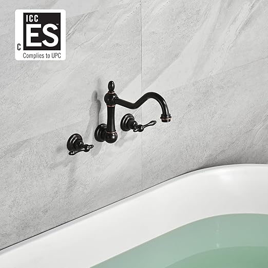 sumerain Vintage Tub Faucet Wall Mount Bathtub Filler Oil Rubbed Bronze, 8 Inches Center