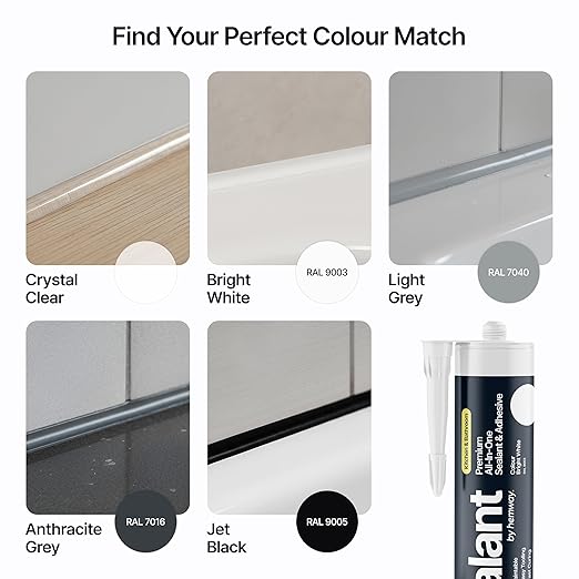 Bright White Kitchen & Bathroom Sealant & Adhesive Hybrid Polymer | Superior to Silicone Caulk Sealant | Waterproof, Odorless, Paintable | Ideal for Around Bathtub, Shower, Kitchen - 300ml 3 Pack