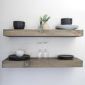 Urbandi Modern Floating Shelves 3 Inches Thick for Wall, Wide Shelves for Kitchen, Living Room, Bedroom, and Bathroom, Natural Pine Wood, Rustic Wooden Shelf, (Set of 2) (Aged Barrel, 48Lx3Hx8D)