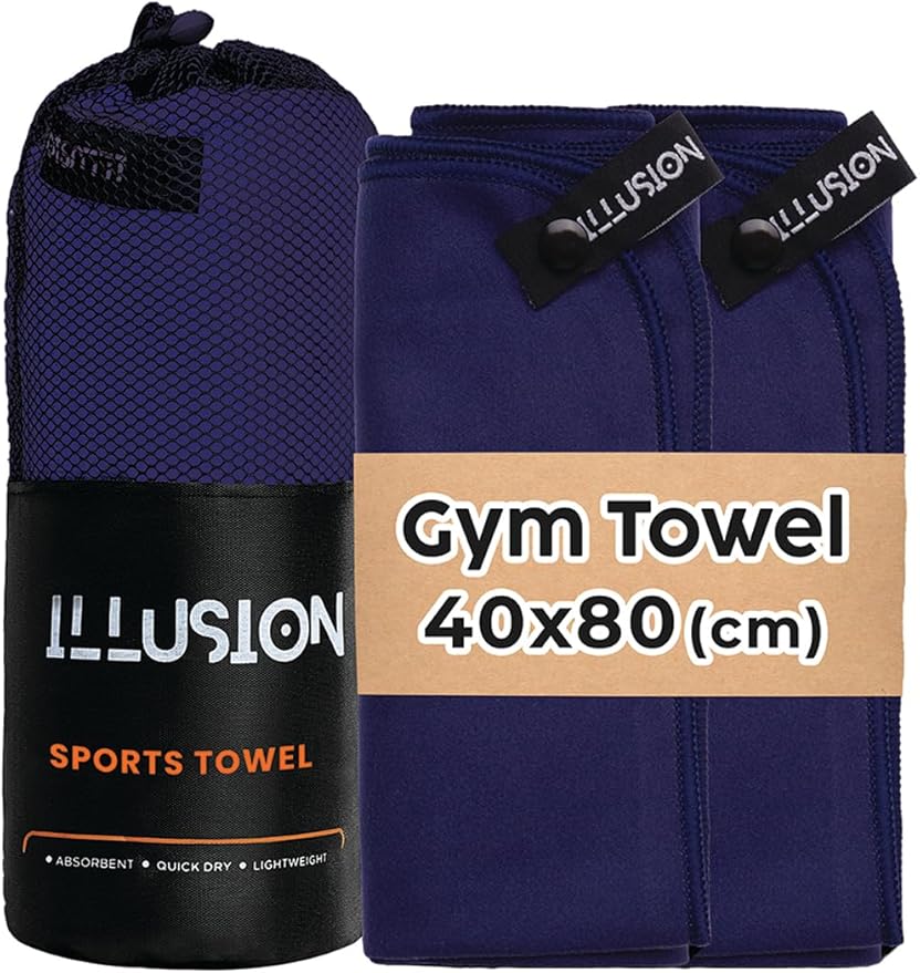 illusion Small Microfiber Gym Towels for Men and Women Active Sports (32" L x 16''W)-Lightweight Quick Dry Gym Towel for Sweat-Workout Towels Ideal for Yoga, Camping, Running, and Outdoor Activities