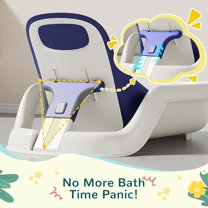 Baby Bathtub,5-in-1 Reclining Baby Bathtub,Baby Bath Tub with Real-Time Thermometer, Adjustable Recline for Custom Comfort for Newborn to Toddler- Ages 9 to 36 Months,Portable Newborn Travel Bath tub
