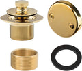 Artiwell Lift & Turn Tub Trim Set with Two-Hole Overflow Faceplate, All Brass Bathtub Conversion Kit Assembly with 2-Hole Overflow Face Plate and Universal Fine/Coarse Thread (Polished Brass)