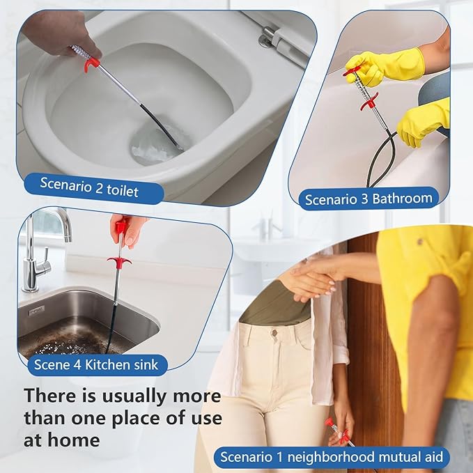 Drain Snake, Toilet Serpentine Drainage Blocker - Professional Drainage Cleaning Tool, Flexible Grab Claw Pick up, Used for Cleaning Toilets, Sinks, Showers, and Bathtubs (35 in63 in 79 in)