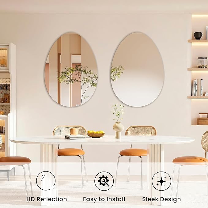 VASUHOME Drop Frameless Bathroom Mirror, 20 x 28 Inch Wall Vanity Mirror, Large Wall Mounted Mirrors for Bathroom, Living Room, Bedroom
