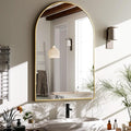 HARRITPURE 20"x30" Arched Bathroom Mirror - Wall Mounted Mirror - Gold Arch Mirror - Aluminum Alloy Frame Bathroom Mirror Living Room, Bedroom and Entryway