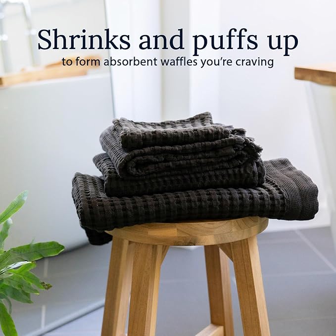 GILDEN TREE Waffle Bath Sheet Quick Dry Towel, Thin Luxury Bath Towels, Bath Sheets 40x80 Large Bath Towels, Modern Style (Faded Black)