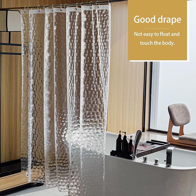 NTBAY EVA Clear Shower Curtain with Water Cube, Water-Repellent Liner with 3 Magnets for Bathroom, 36x72 Inches