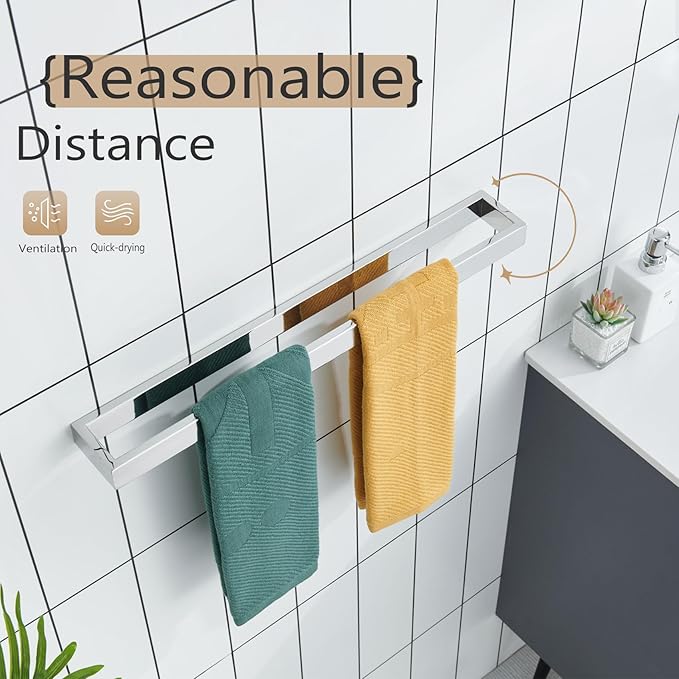 KOKOSIRI Towel Holder Chrome Bath Towel Bar Rack 20-Inch Kitchen Holder Polished Stainless Steel for Bathroom Hardware Wall Mounted, 1 Pack B4008CH-L20