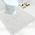 Yimobra Toilet Rug U Shaped Washable 24x24 Inch - Ultra Soft Absorbent Chenille Bath Rugs for Toilet, Quick Dry & Machine Washable, Non Slip Contour Bathroom Mat, White