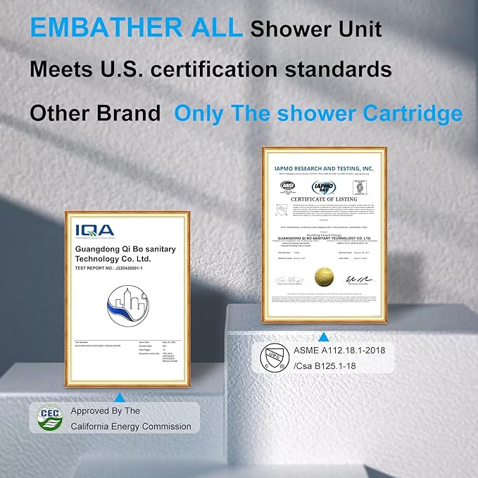 EMBATHER Shower System, High Pressure Wall Mounted Shower Faucet Set Complete 10 Inch Matte Black (Contain Rough-in Valve & Trim)