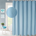 AooHome Extra Long Waffle Weave Shower Curtain, Fabric Bath Curtain with Weighted Hem, Heavy Duty, Water Repellent, 72x78 Inch, Light Blue