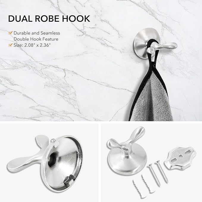 Brushed Nickel 5 Piece Bathroom Hardware Set Towel Rack Set Adjustable Expandable Bathroom Accessory kit Towel Bar for Bath Wall Mounted